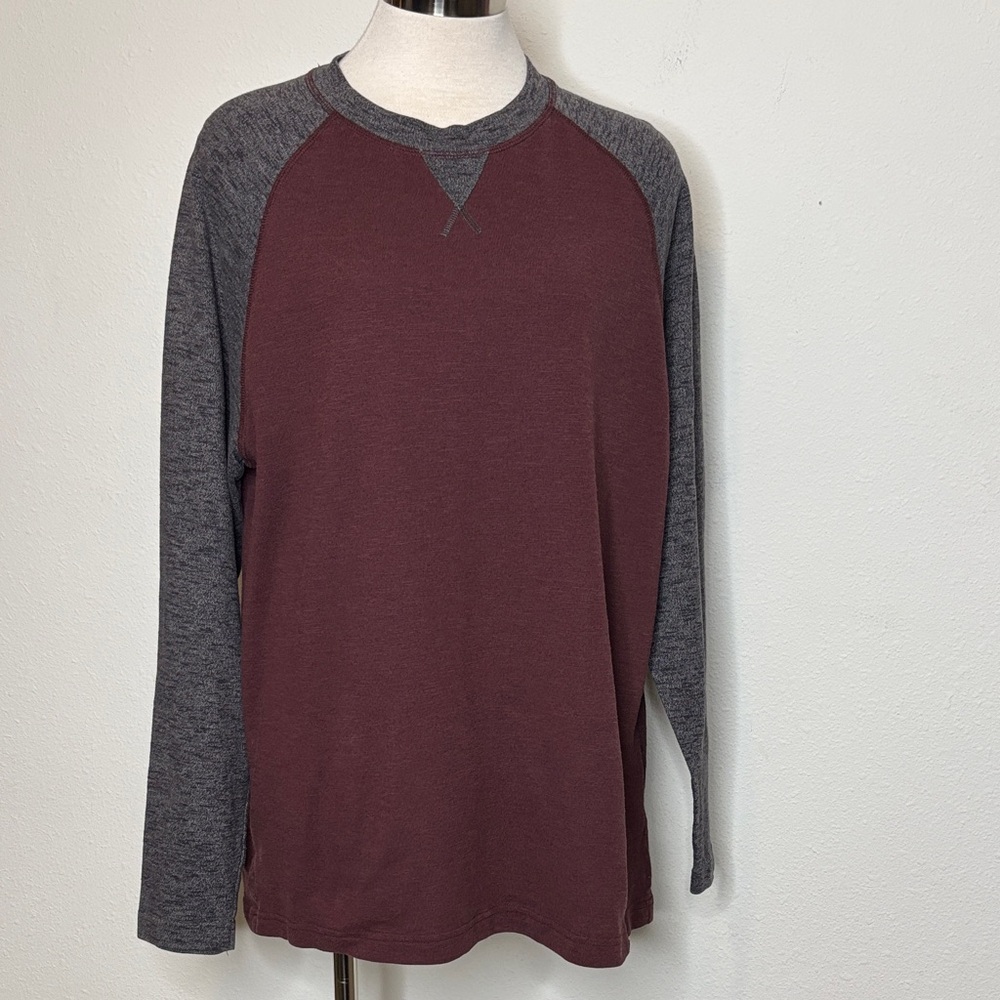 Eddie Bauer size XL Burgundy and Gray Long Sleeve Tee
